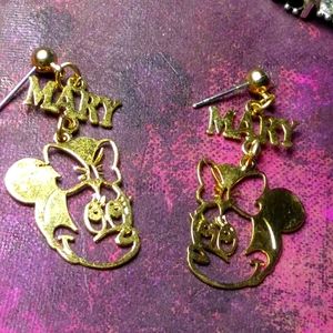 Mary WHERE U AT? MINNIE MOUSE EARRING DISNEY Dangle NAME Personalized Jewelry